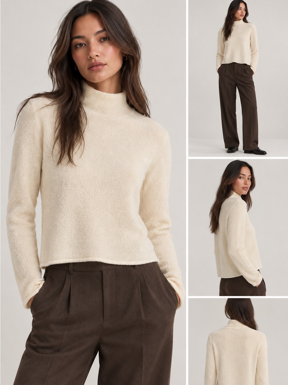 Wilfred Cream Turtleneck Cozy Knit Sweater
